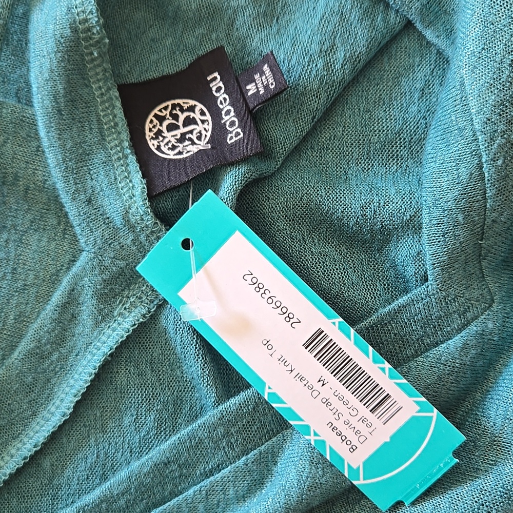 NWT Bobeau Space Dye Rolled Cuff Relaxed Shortsleeve Shirt Teal Green - Picture 3 of 4